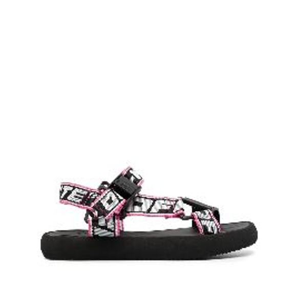 Valenti 'Trek' Black Logo-Strap Sandals Size 8